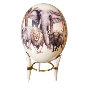 Varnished Ostrich Egg and Stand