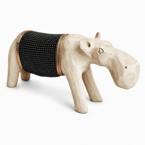 Beaded Wooden Hippo