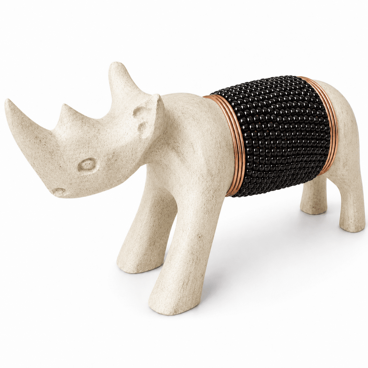 Beaded Wooden Rhino
