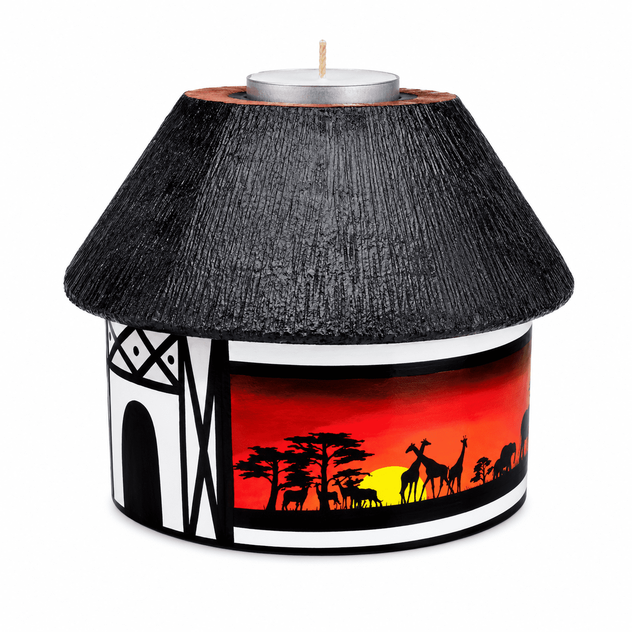 African Small Round Hut Candle